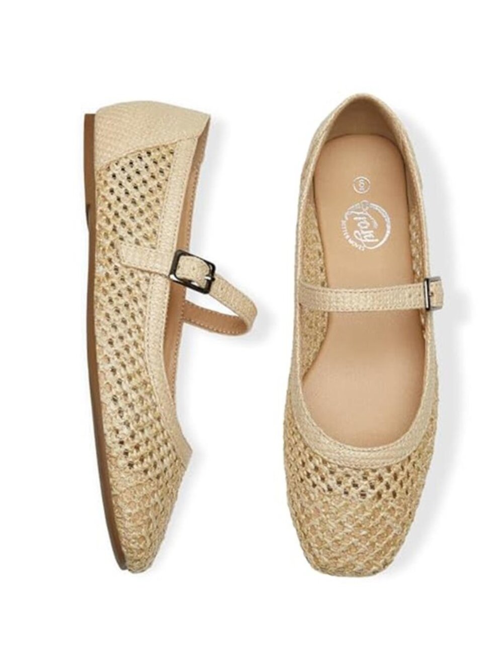 Trary Mary Jane Shoes Women Woven Flats for Women Dressy Ballet Flats Squared - Picture 4 of 7